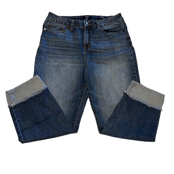 Kaari High Rise Straight Crop Jeans Women's 10 Cuffed Hem Medium Wash Blue - Picture 8 of 15